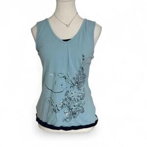 Y2K SJB Active Cotton Activewear Baby Doll Tank Top Full Length Fitted Size M